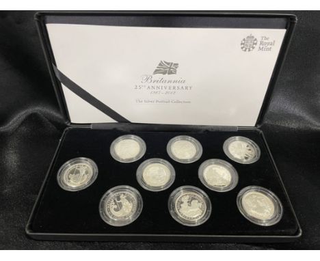 UNITED KINGDOM. Elizabeth II, 1952-2022. 9x Silver 1/2 oz britannias, 1987-2012, the Silver Portrait Collection. Royal Mint. 