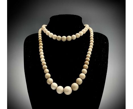 Vintage Graduated Faux Pearl Necklace 835 Silver Paste Clasp