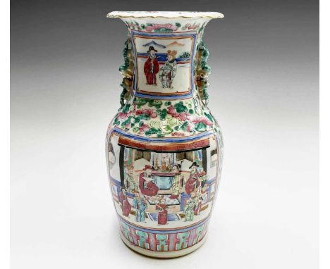 A Chinese Canton porcelain vase, 19th century, height 37cm, width 18cm.Condition report: Very small scratch to the inner neck