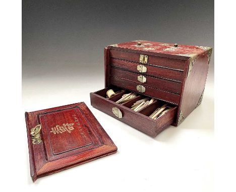 Sold at Auction: A Timber Cased Antique Mahjong Set (W:21cm)