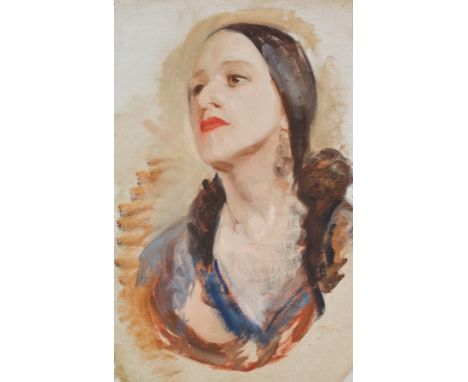 ATTRIBUTED TO AUGUSTUS JOHN (BRITISH 1878 - 1961),
PORTRAIT OF A LADY 
oil on canvas, signed ''John' (lower right)
45cm x 25c