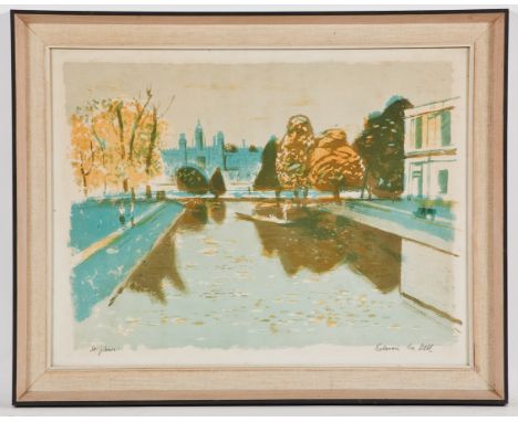 * EDWIN LA DELL (BRITISH 1914 - 1970),
ST JOHN'S COLLEGE, CAMBRIDGE
lithograph, signed and titled in pencil
38cm x 50cm
Frame