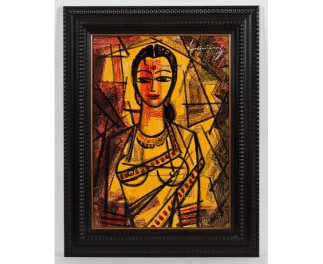 INDIAN SCHOOL (20TH CENTURY),
PORTRAIT OF AN INDIAN LADY
oil on board, signed indistinctly (upper right)
70cm x 50cm
Framed