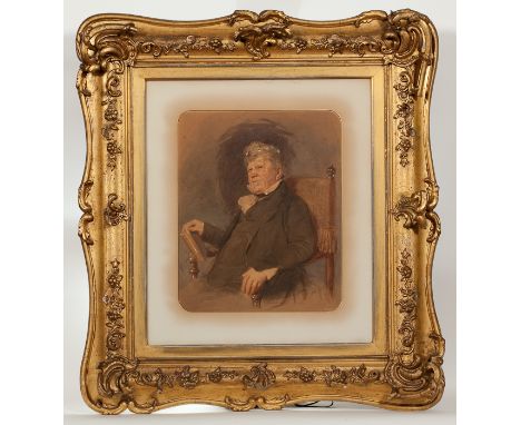 SIR FREDERICK WILLIAM BURTON (IRISH 1816 - 1900),
PORTRAIT OF A SEATED GENTLEMAN
watercolour on paper heightened with white
3