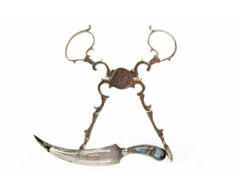 EDWARDIAN SILVER BOOKMARK IN THE FORM OF A DAGGER, maker Adie &amp; Lovekin Ltd, Birmingham 1909, the handle inlaid with blue