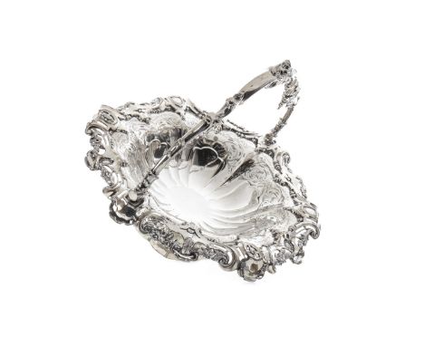 VICTORIAN SILVER BASKET, maker Henry Wilkinson &amp; Co, London 1857, the bowl pierced and heavily cast with scroll and folia