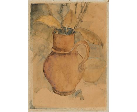 Joseph Beuys, Ohne TitelAquarell und Bleistift auf Papier 29,5 x 21 cm. Unter Glas gerahmt. Signiert und datiert 'Joseph Beuy