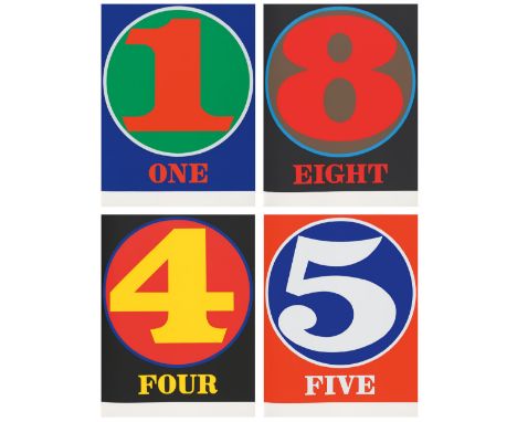 Robert Indiana, Numbers10 Farbserigraphien auf Karton mit Gedichten von Robert Creeley in Original-Halbleinenband 65 x 50,2 c
