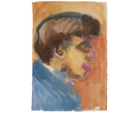 Emil Nolde, Portrait des Musikers ErdmannAquarell auf Japan. 50,9 x 35 cm. Unter Glas gerahmt. Unten rechts mit Bleistift sig