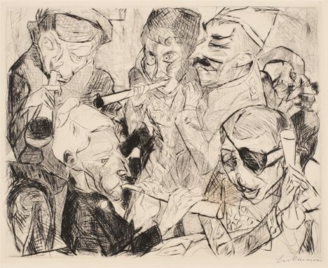 Max Beckmann, Prosit NeujahrOriginal-Radierung auf Büttenpapier mit Blindstempel der Marées Gesellschaft. 24,3 x 29,5 cm (30 