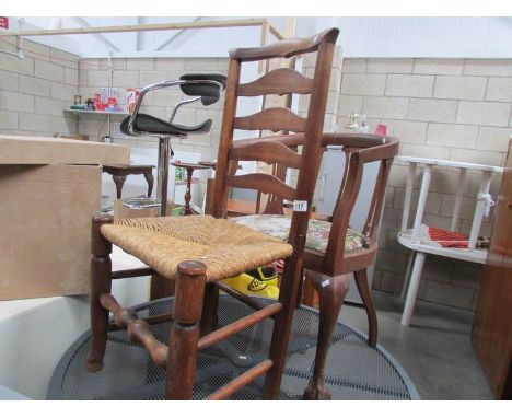 A ladder back chair and one other