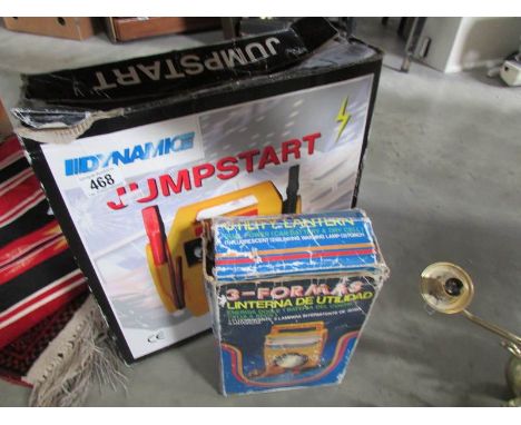 A Jumpstart car starter and a 3 way utility lantern, both untested