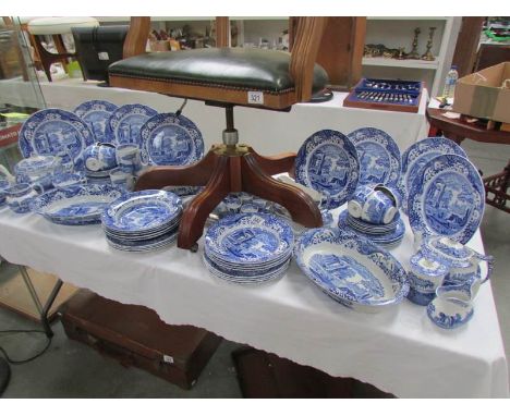 A large quantity of Spode blue and white dinner and tea ware (teapot has chip)