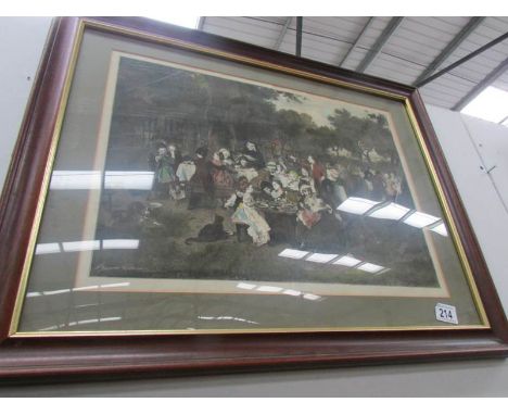 A framed and glazed print entitled Village Holiday