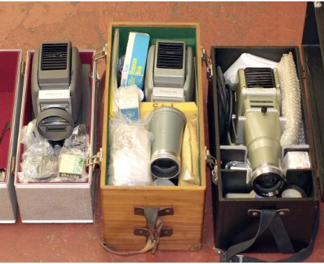 Leitz & Other 6x6 Slide Projectors. Including 2x Leitz Prado 66 projectors with lenses & accessories in fitted cases. Also an