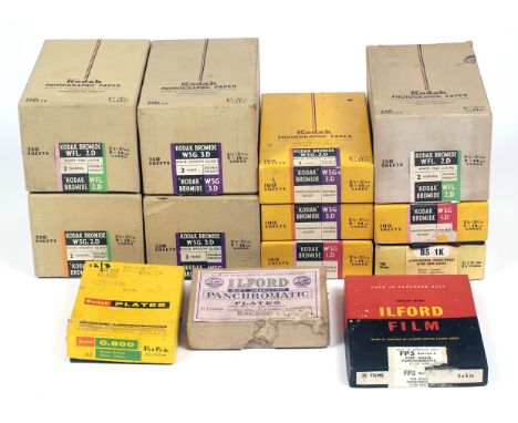Vintage Kodak Bromide Photographic Paper. Including 500 sheets 3 1/2" x 5 /12" WFL Grade 2D, 250 sheets 3 1/2" x 5 /12" WSG G