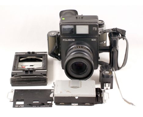 Polaroid 600 Medium Format Rangefinder Camera. (condition 6F). Cable release needs slight attention. With fixed Mamiya 127mm 