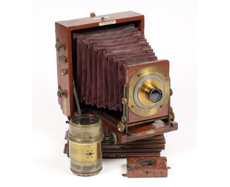 Lancaster Instantagraph, Patant 1896 Whole Plate Camera. Maroon bellows slightly crumpled at front (condition 5F). With DDS, 