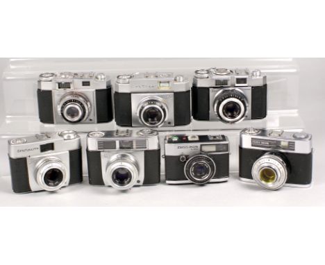 7 Contina & Other Zeiss 'Compact' Cameras. To include metered versions (meters working) Continette, LK, 1c , IIa etc.