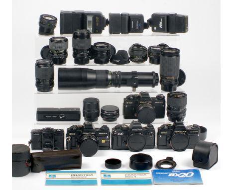 Practica B Series Camera & Lens Collection. Comprising of B100, BC3, BX20, BMS camera bodies, all with 50mm f/1.8 lenses + wi