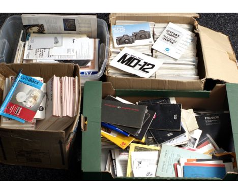 LARGE quantity of Approx 300-400 Camera Instruction Books, Leaflets & Brochures. Contained in four boxes and to include Canon