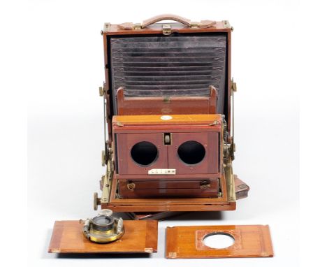 Thornton Pickard Ruby Stereo Camera. With single Beck lens and TP roller shutter (needs some attention) & one dark slide. (in