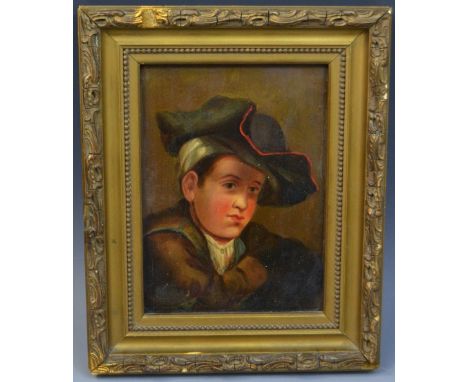 Continental School (19th century)Portrait of a Young Boyoil on board, 7cm x 12.5cm