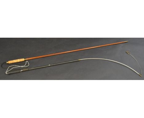 A brass and cork tipped wading stick 140cm; snare pole (2) 