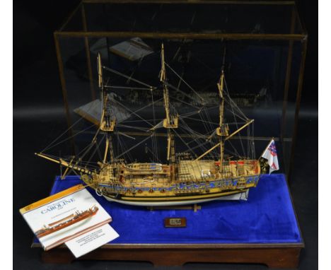 A model of The Royal Yacht Caroline, 1:47 scale, adapted from a Panart kit in accordance with the Anatomy of The Ship book Th
