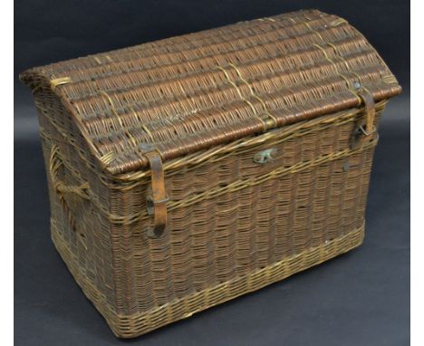 A large vintage wicker hamper, by White Bros Hamper Makers, Nottingham, 80cm high, 84cm wide