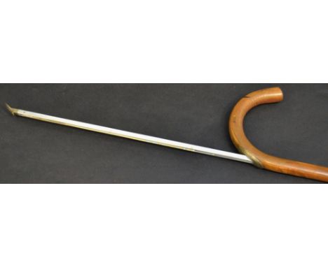 A gentleman's novelty horse measuring walking stick, the shaft and curved handle enclosing a scale, 92cm long