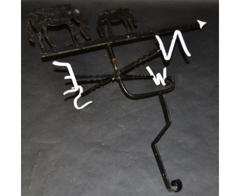 Equestrian Interest - a cast iron weather vane, surmounted with a horse and foal grazing, 77cm high