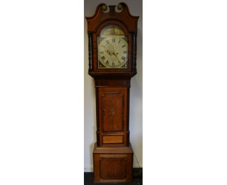 A George III oak longcase clock Ault & Son, Belper with weights