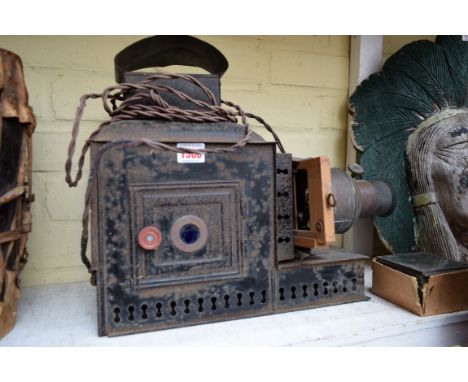A Magic Lantern; together with a small quantity of glass musical score slides. 