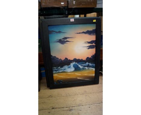 Mike Rome, 'Seascape II'; 'Mountains 3'; a pair, each signed and labelled 1990 verso, oil on board, 59.5 x 44.5cm. 