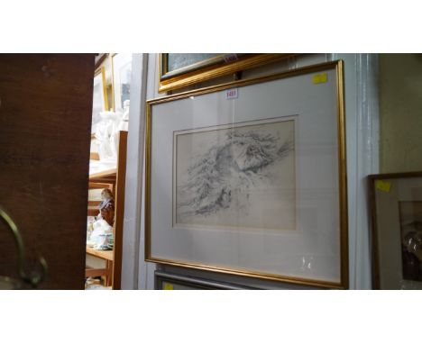 G W Shepherd, a tree trunk, indistinctly signed dated 1844, 21 x 30cm. 