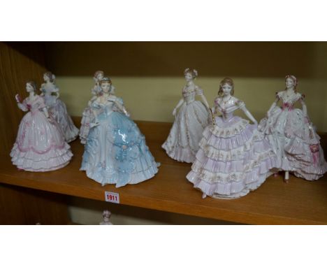 Seven Royal Worcester Figures, comprising: 'The Last Waltz'; 'The Masquerade Begins'; 'The Fairest Rose'; 'The First Quadrill