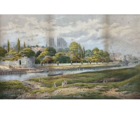 E Brown (British 19th/20th century) after George Fall (British 1848-1925): River Ouse with View of York and Lendal Bridge, la