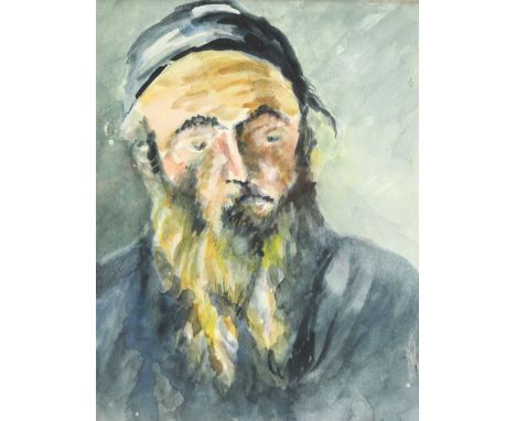 Philip Naviasky (Northern British 1894-1983): Portrait of a Rabbi, watercolour unsigned 24cm x 18cm