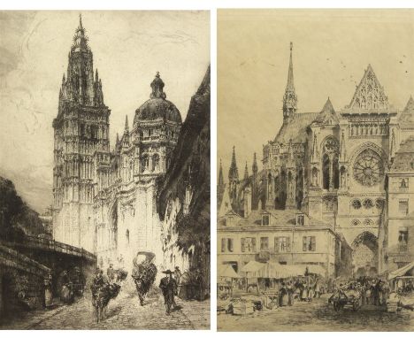 Henry Charles Brewer (British 1866-1950): Toledo Cathedral, etching signed in pencil; Axel Herman Haig (Swedish 1835-1921): R