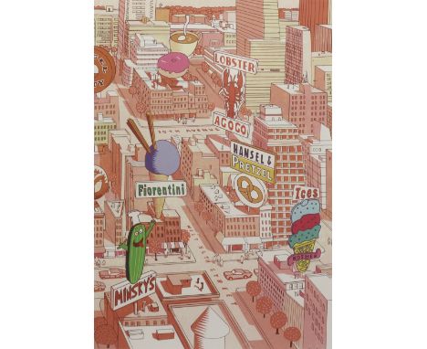 P Box (Contemporary): Cityscape, digital print signed and numbered 2/5 in pencil 59cm x 41cm