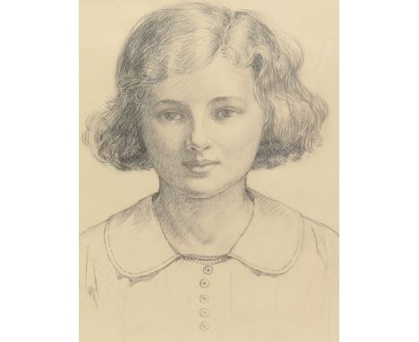 Garnet Ruskin Wolseley (British 1884-1967): Portrait of a Girl, pencil sketch signed 32cm x 25cm