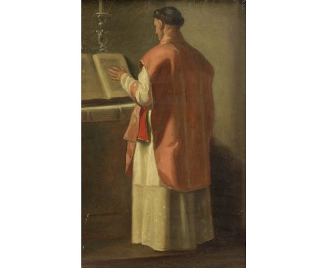 English School (19th Century): Portrait of a Priest, oil on board unsigned 43cm x 28cm 