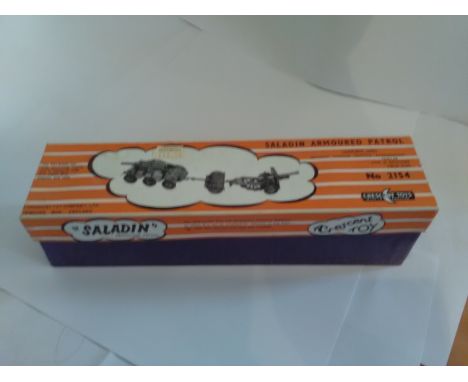 Saladin Armoured Patrol Crescent Toys model. Saladin tank towing Ammunition trailer and 25 Pounder Field Gun. In original box