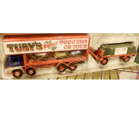 CORGI FAIRGROUND. Boxed Corgi 14101 Foden 521 eight wheel truck with dodgem cars and sheeted trailer Tubys