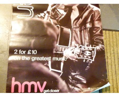 ELVIS MUSIC POSTERS. Two large Elvis/HMV posters and a smaller example