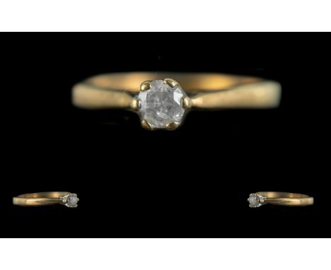 Ladies 9ct Gold Single Stone Diamond Ring, of Elegant Form. Stamped to Shank. Approx Weight 1.95 grams. Ring Size N. 