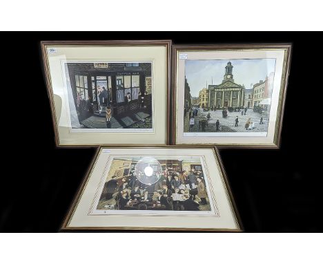 Three Tom Dodson Limited Edition Prints, 'The Old Town Hall' 441/850, 'Fish &amp; Chips' 78/850, signed in pencil, and 'In th