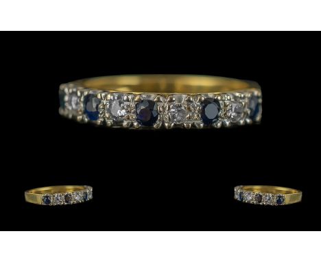 Ladies 18ct Gold Diamond and Sapphire Set Half Eternity Ring, marked 18ct gold to interior of shank, the sapphires and diamon