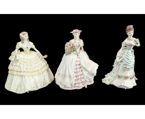 Collection of Three Coalport and Royal Worcester Figures, comprising Coalport 'Rose' limited edition No. 406/12500, Coalport 